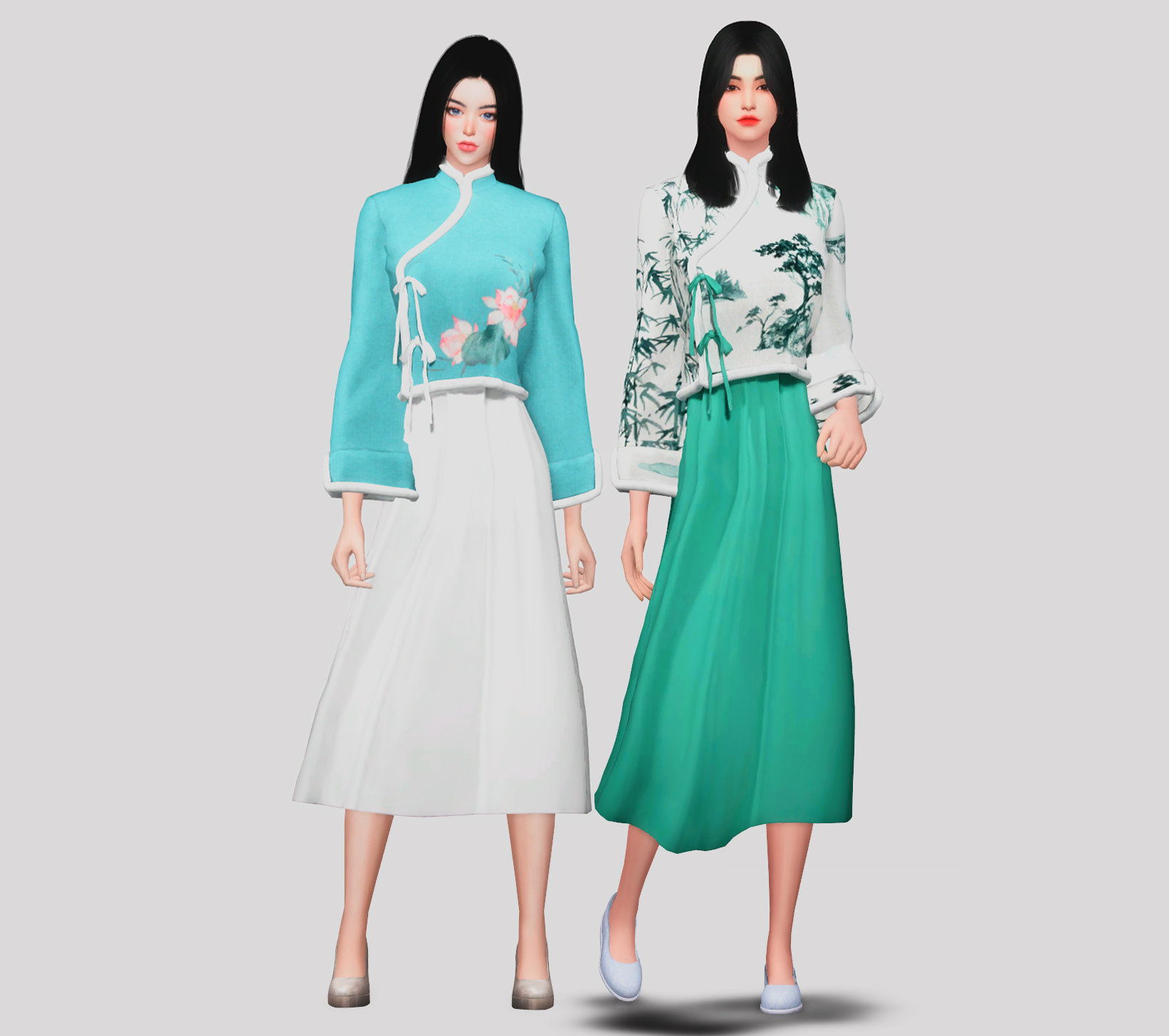 Winter Cheongsam dress для Симс 4. Скачать мод