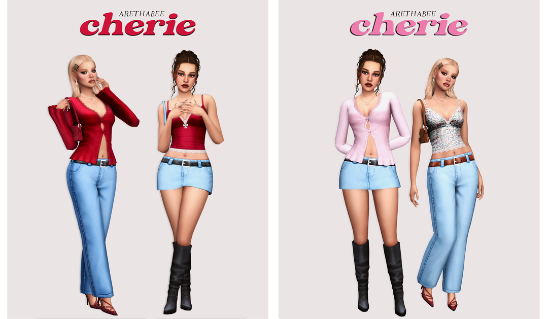 💓Женская одежда и прическа - cherie collection для Симс 4. Скачать мод