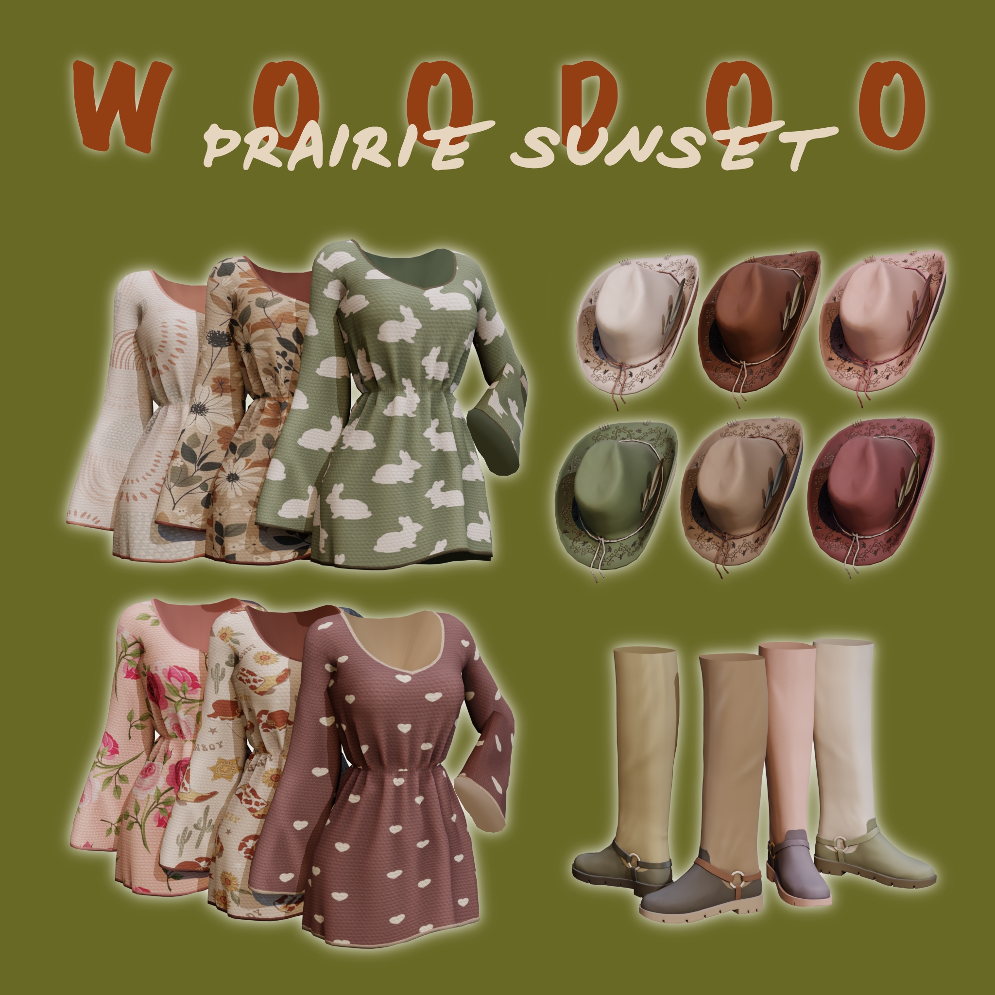 Женская одежда - prairie sunset cowboy для Симс 4. Скачать мод