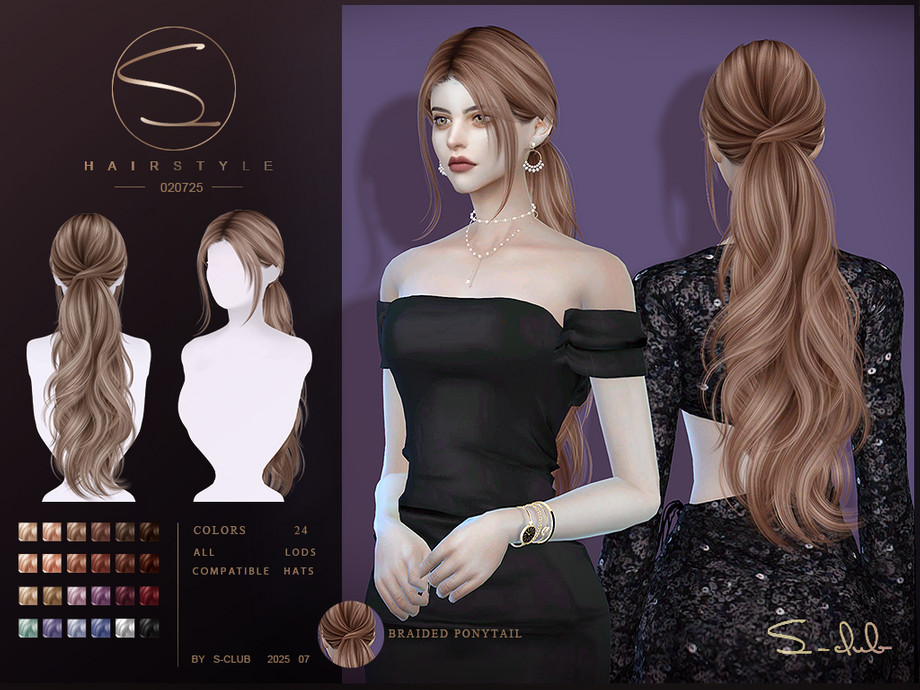 Женская прическа - braided Ponytail hairstyle для Симс 4. Скачать мод