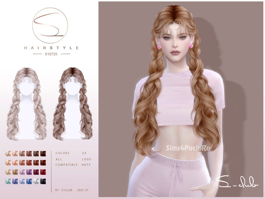 Женская прическа  Doublebraids Hairstyle 010725  для Симс 4. Скачать мод