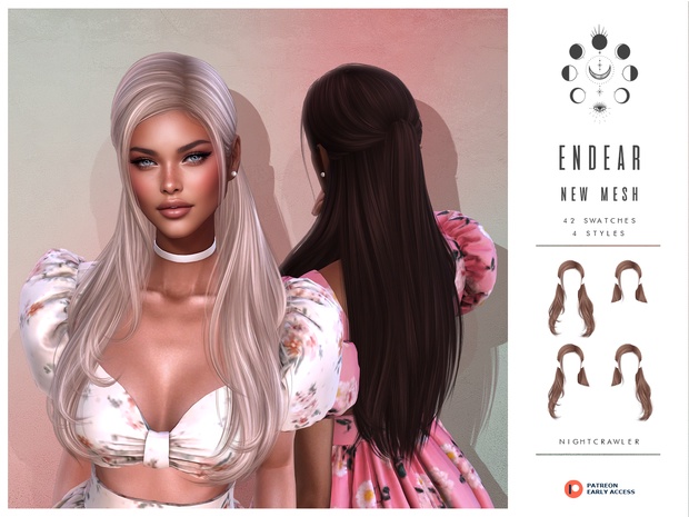 Женская прическа - ENDEAR HAIR для Симс 4. Скачать мод