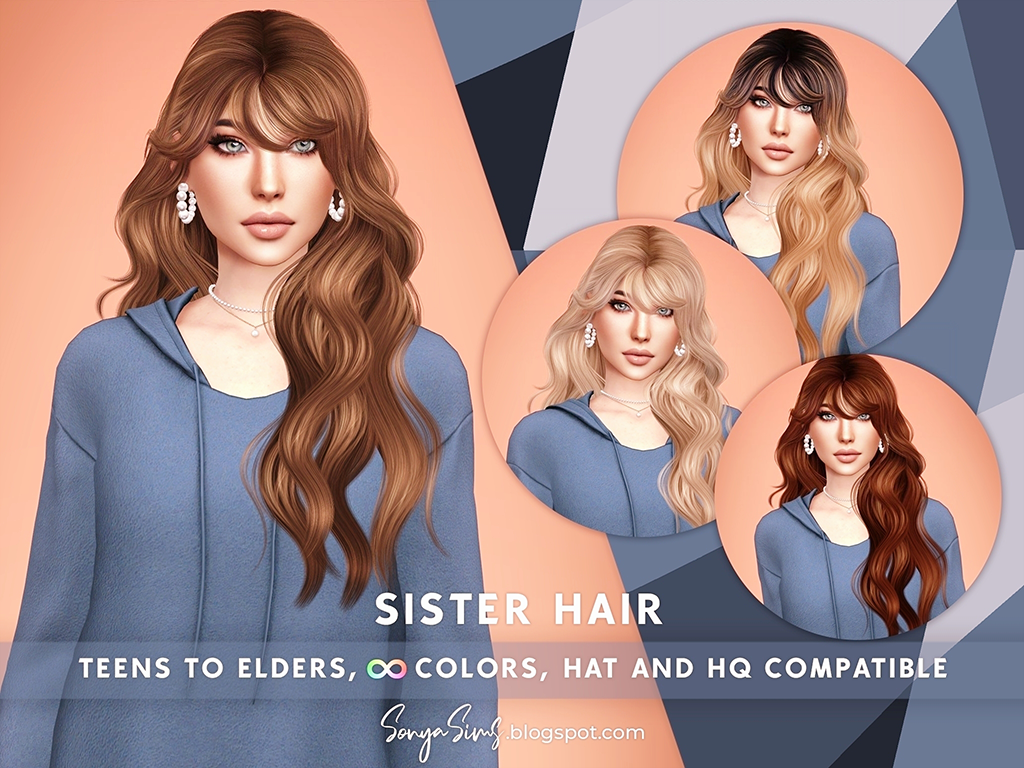 Женская прическа - SISTER HAIR для Симс 4. Скачать мод