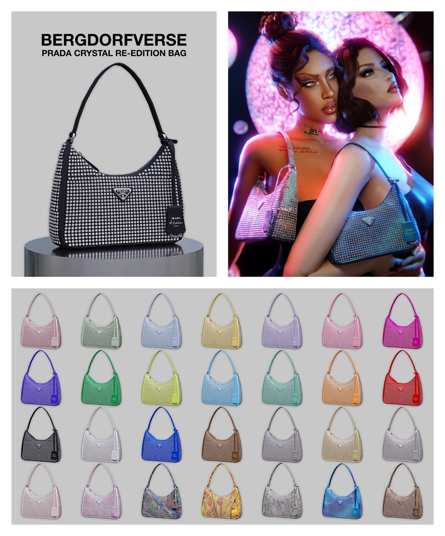 👜Женская сумка - Prada Crystal Re Edition Bag для Симс 4. Скачать мод