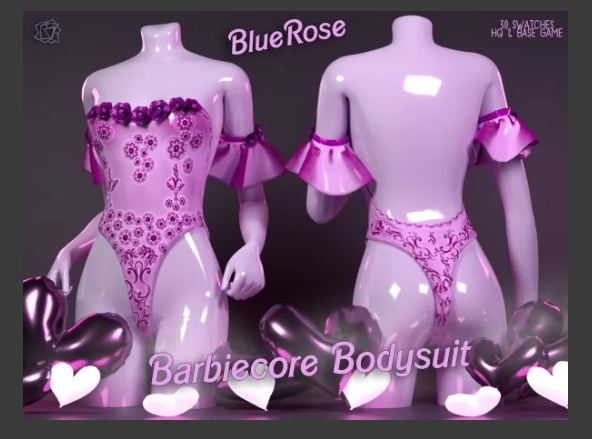 Barbiecore Bodysuit - Bluerose для Симс 4. Скачать мод