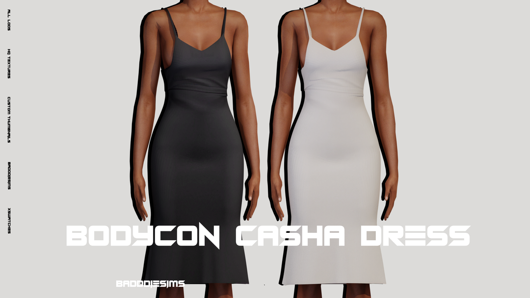 BODYCON CASHA DRESS для Симс 4. Скачать мод