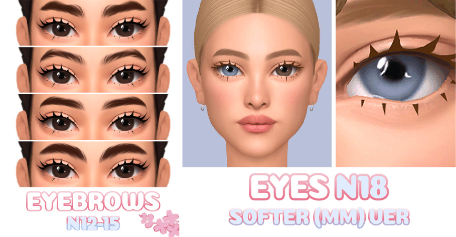 🌸Брови и линзы - EYES & EYEBROWS SET для Симс 4. Скачать мод