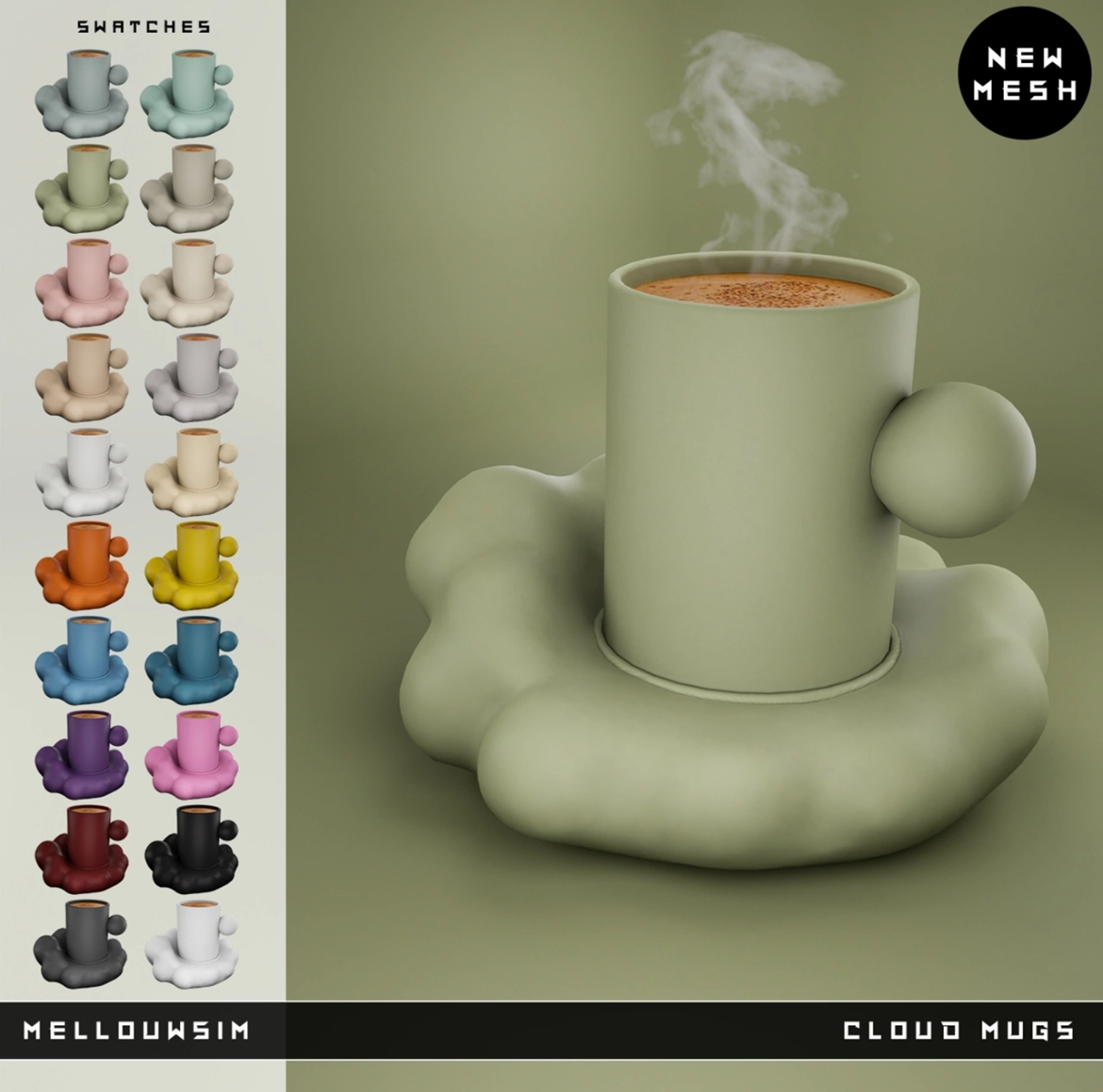 Cloud Mugs для Симс 4. Скачать мод