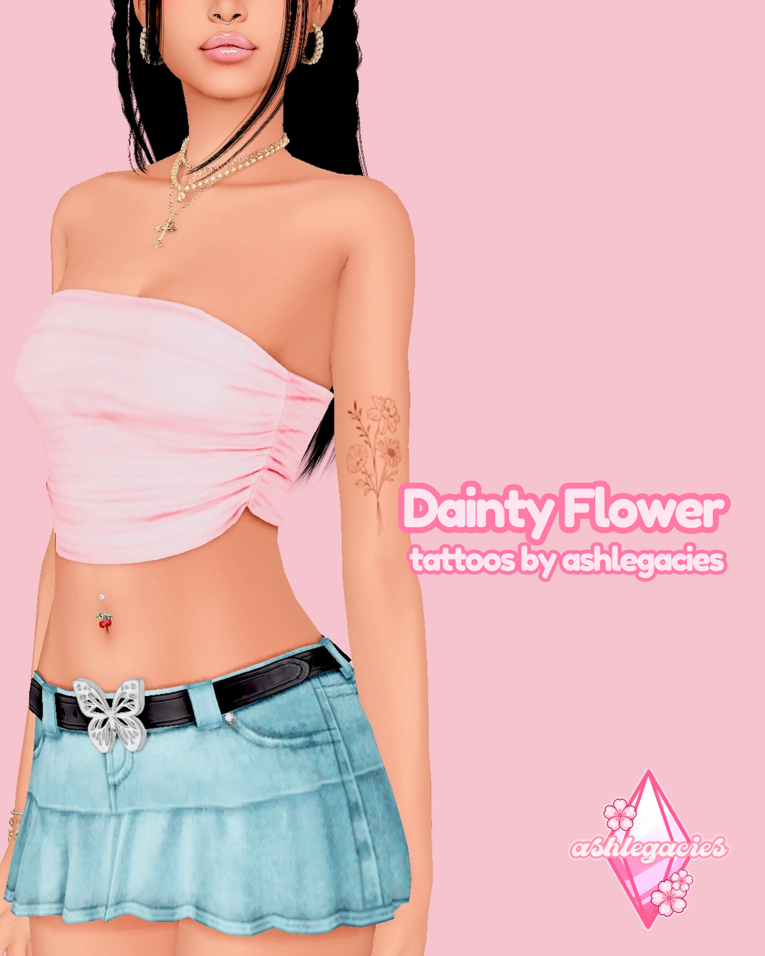 Dainty Flower Tattoos для Симс 4. Скачать мод