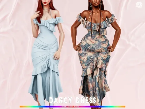 Darcy Dress  для Симс 4. Скачать мод