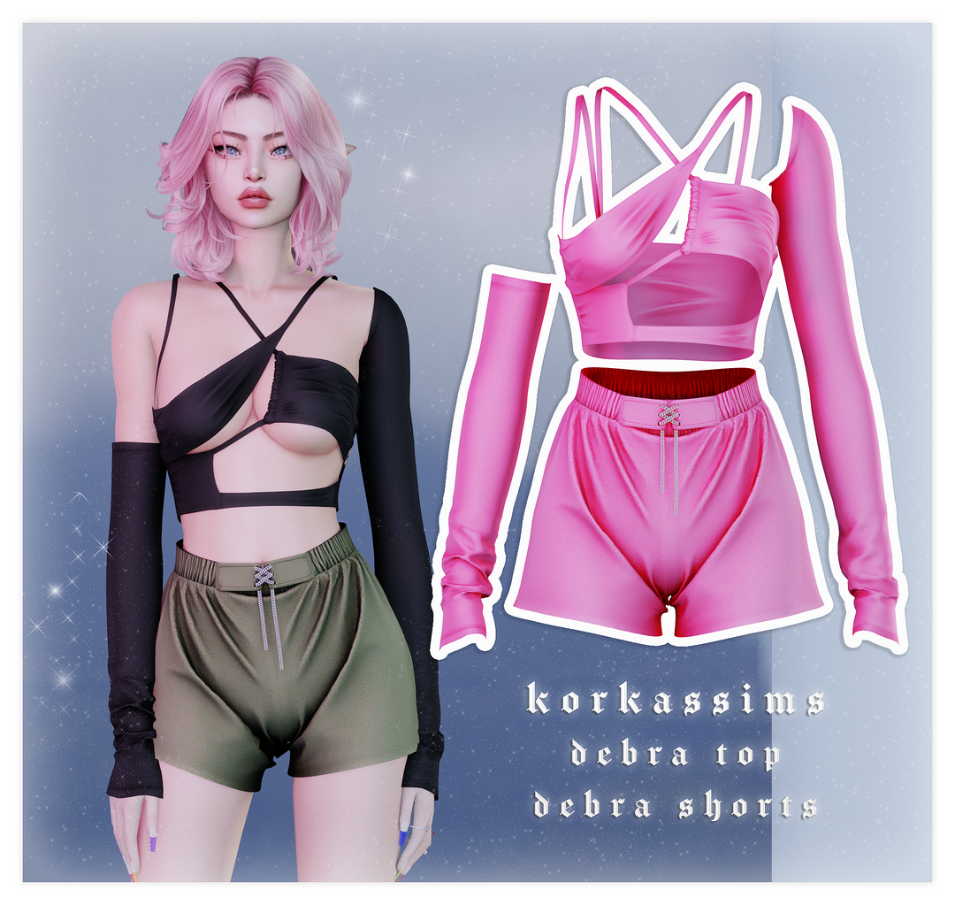 Debra Top/Debra Shorts для Симс 4. Скачать мод