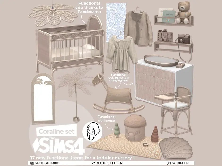 Детский набор Syboulette Coraline nursery set🧸 для Симс 4. Скачать мод