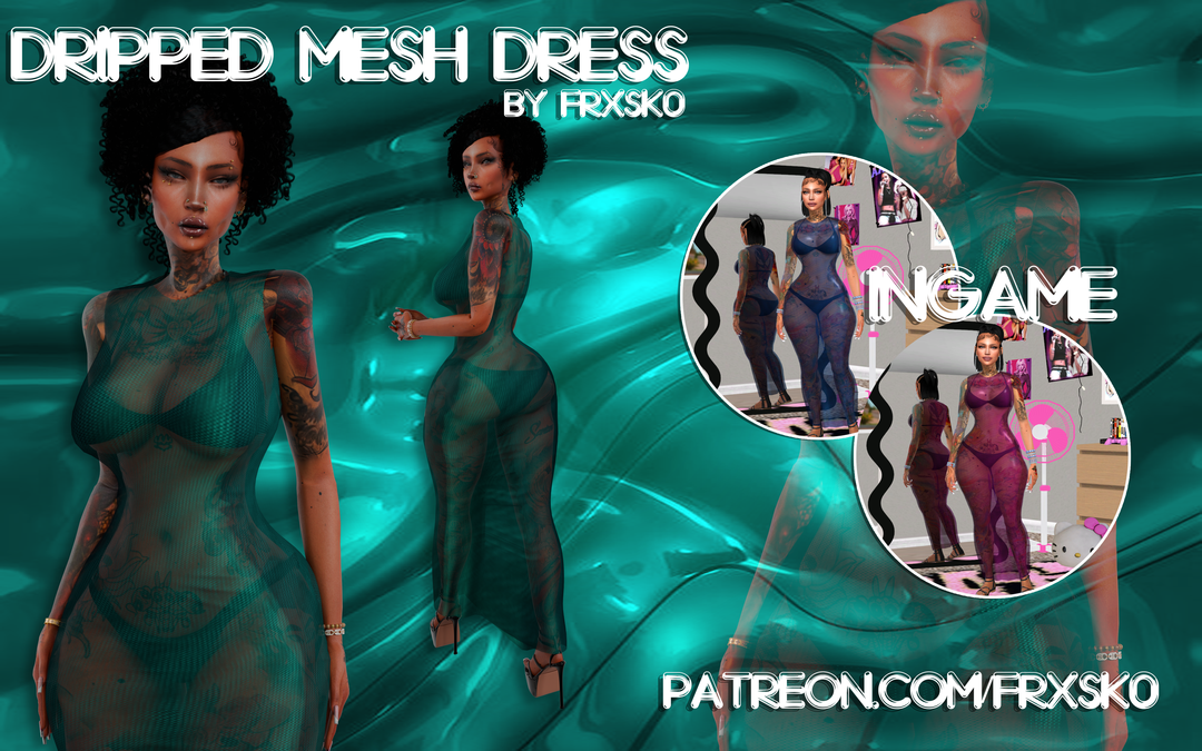 DRIPPED MESH DRESS  для Симс 4. Скачать мод