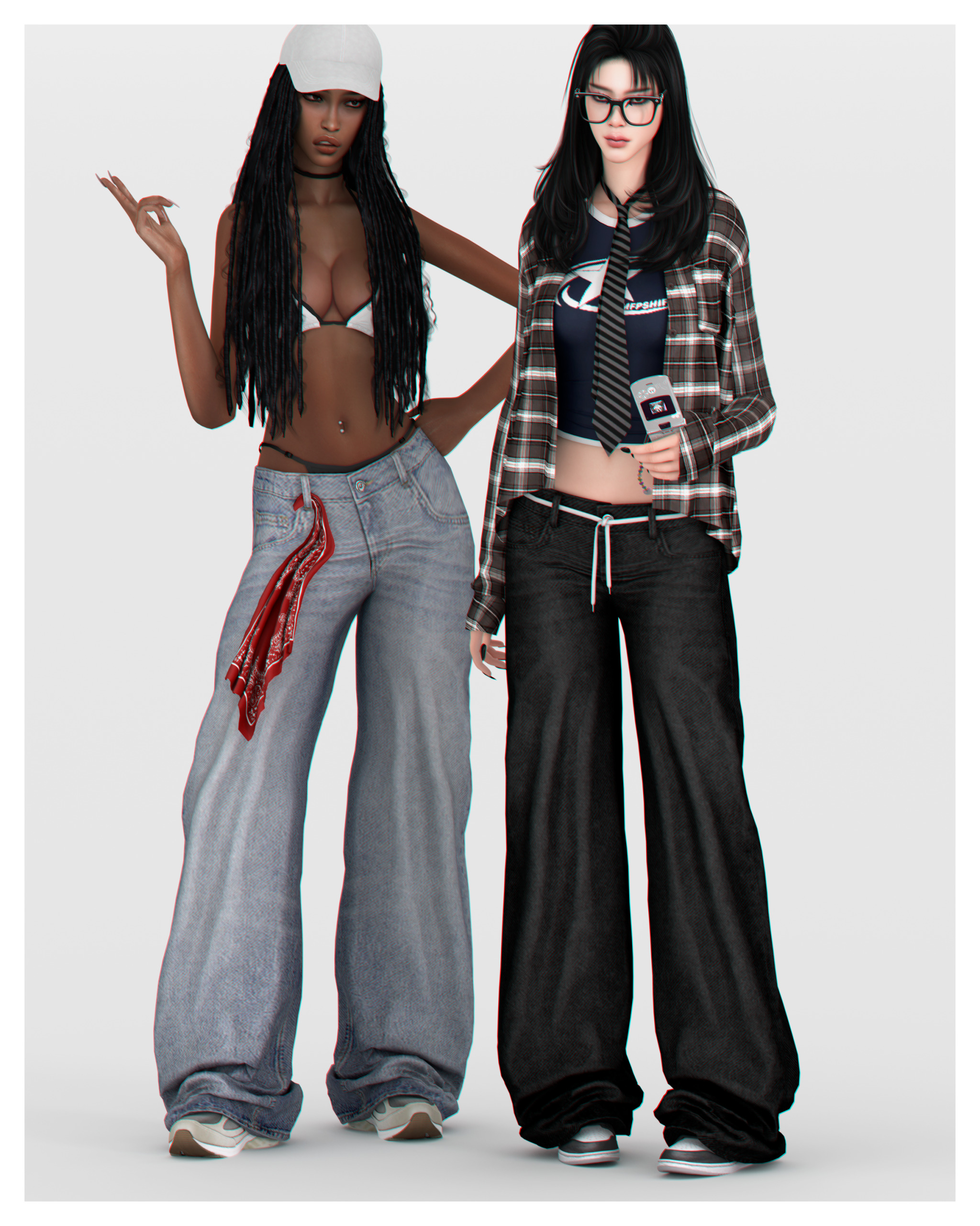 Джинсы - Charmed Low Baggy Jeans для Симс 4. Скачать мод