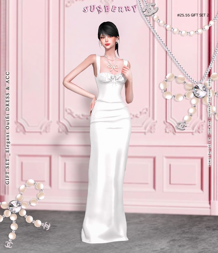 Элегантное платье и украшения🤍Elegant Outfit Dress & Acc для Симс 4. Скачать мод