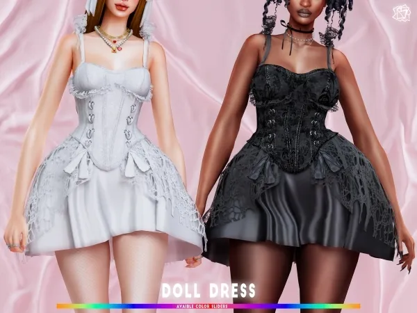 Gothic Doll Dress для Симс 4. Скачать мод