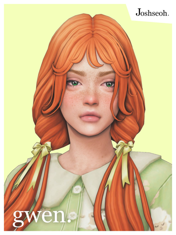 Gwen Hair & Accessory joshseoh  для Симс 4. Скачать мод