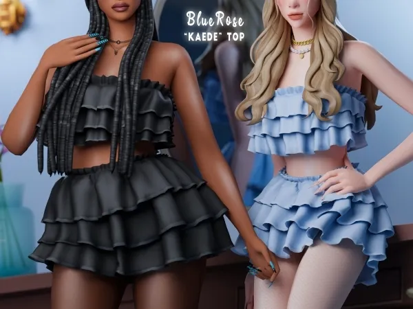 Kaede Ruffles Outfit для Симс 4. Скачать мод