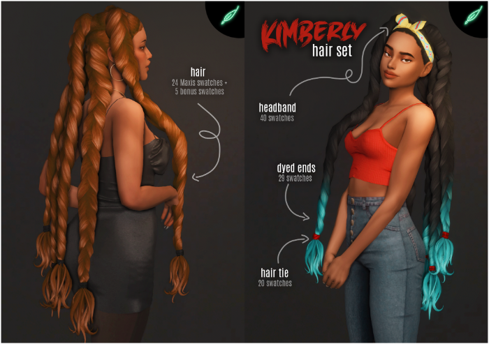 ~kimberly hair + accessories!~  для Симс 4. Скачать мод