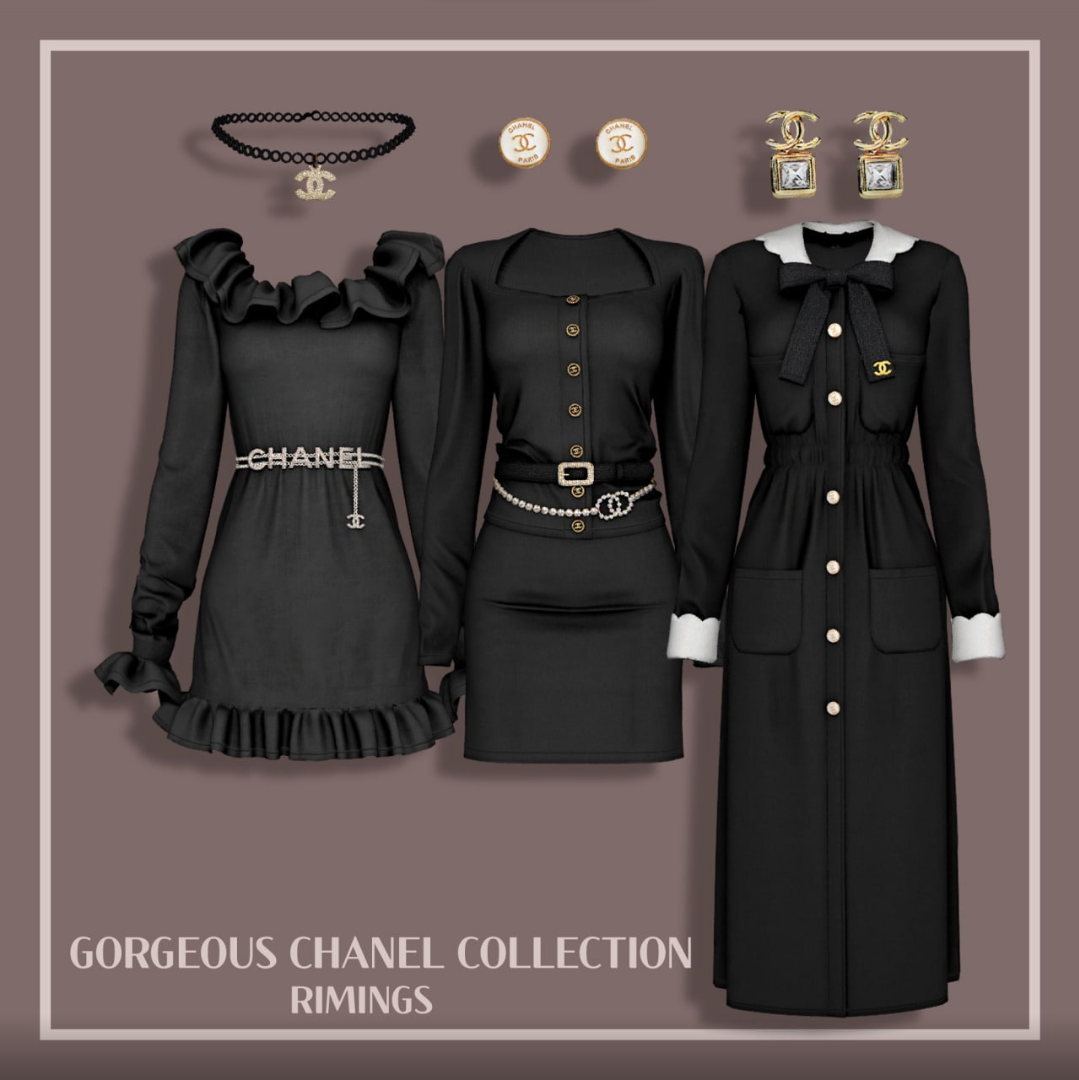 Коллекция платьев и аксессуаров от Chanel  для Симс 4. Скачать мод
