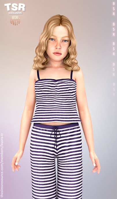 Маечка и штаны - NAUTICAL STRIPES (Child) для Симс 4. Скачать мод