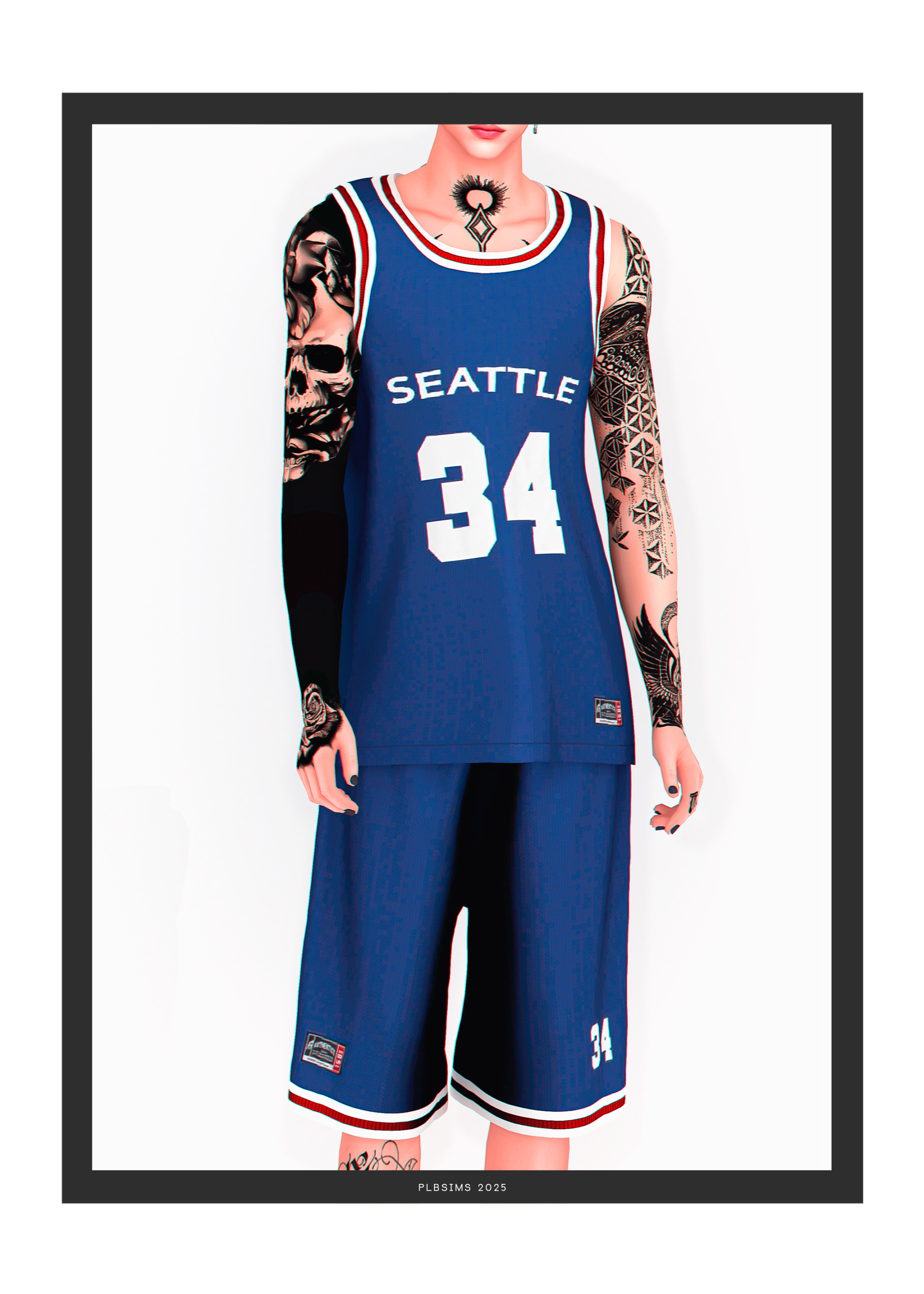 Майка и шорты - Thunder Basketball Jersey and Shorts (Male) для Симс 4. Скачать мод