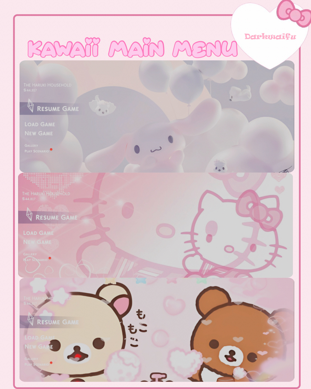 меню экрана | kawaii 2 для Симс 4. Скачать мод