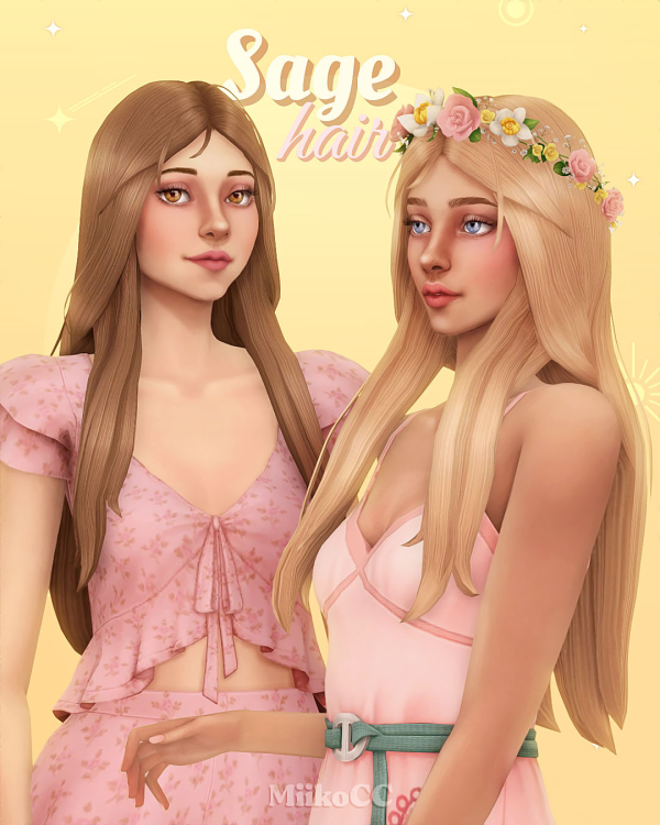 Miiko - Sage Hair для Симс 4. Скачать мод