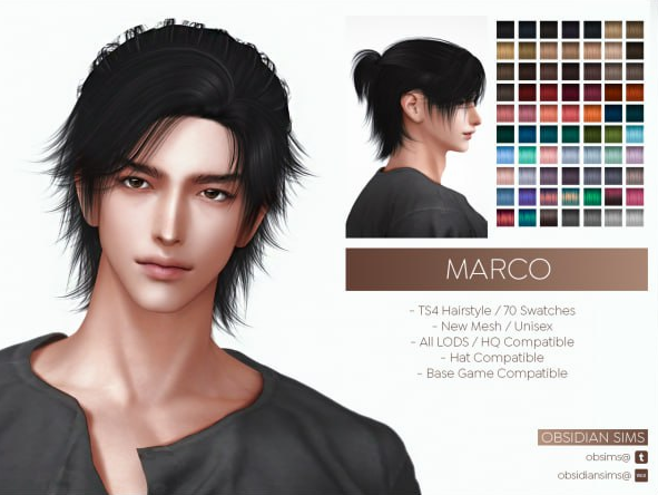 [OBSIMS] MARCO HAIRSTYLE для Симс 4. Скачать мод