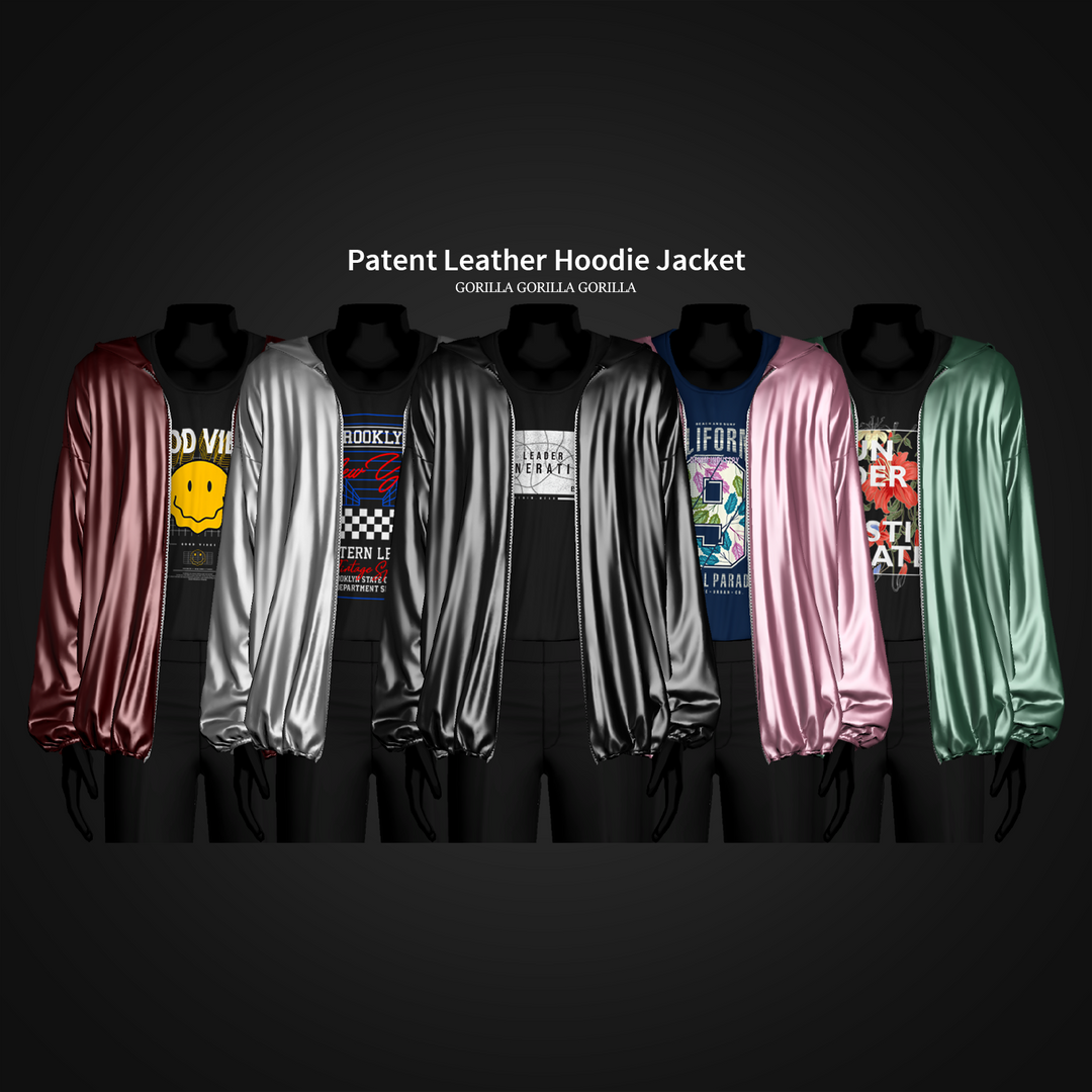 Patent Leather Hoodie Jacket  для Симс 4. Скачать мод