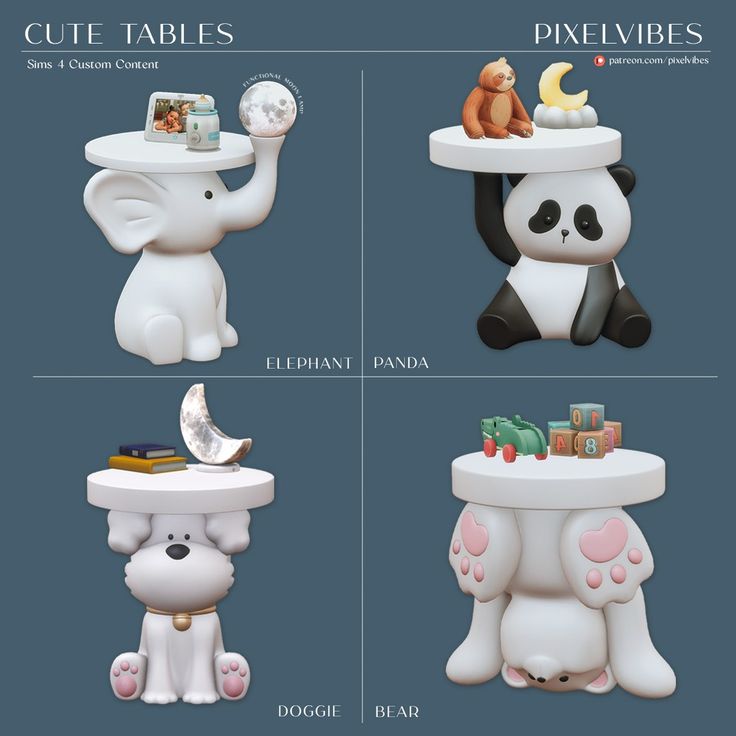 ≽ܫ≼ Pixel Vibes - Cute Tables для Симс 4. Скачать мод