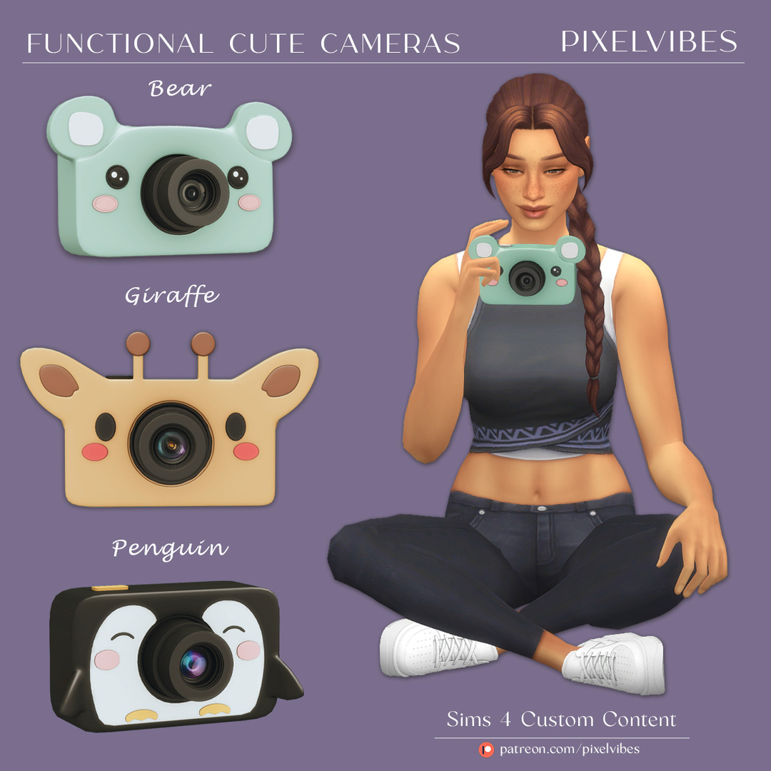 Pixel Vibes - Functional Cute Cameras📸 для Симс 4. Скачать мод