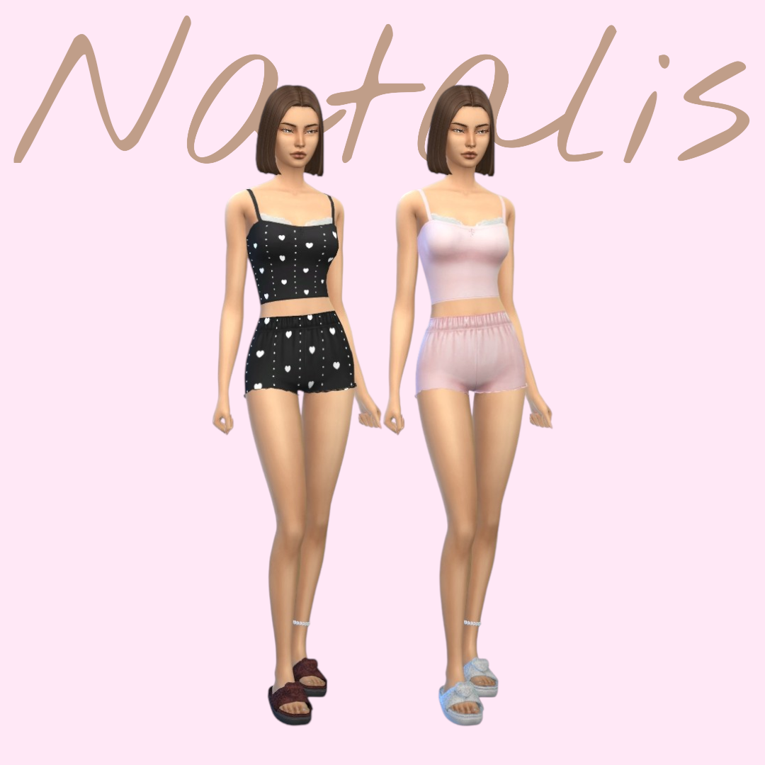 Пижама - Pajama Shorts N03, Pajama top N02 для Симс 4. Скачать мод