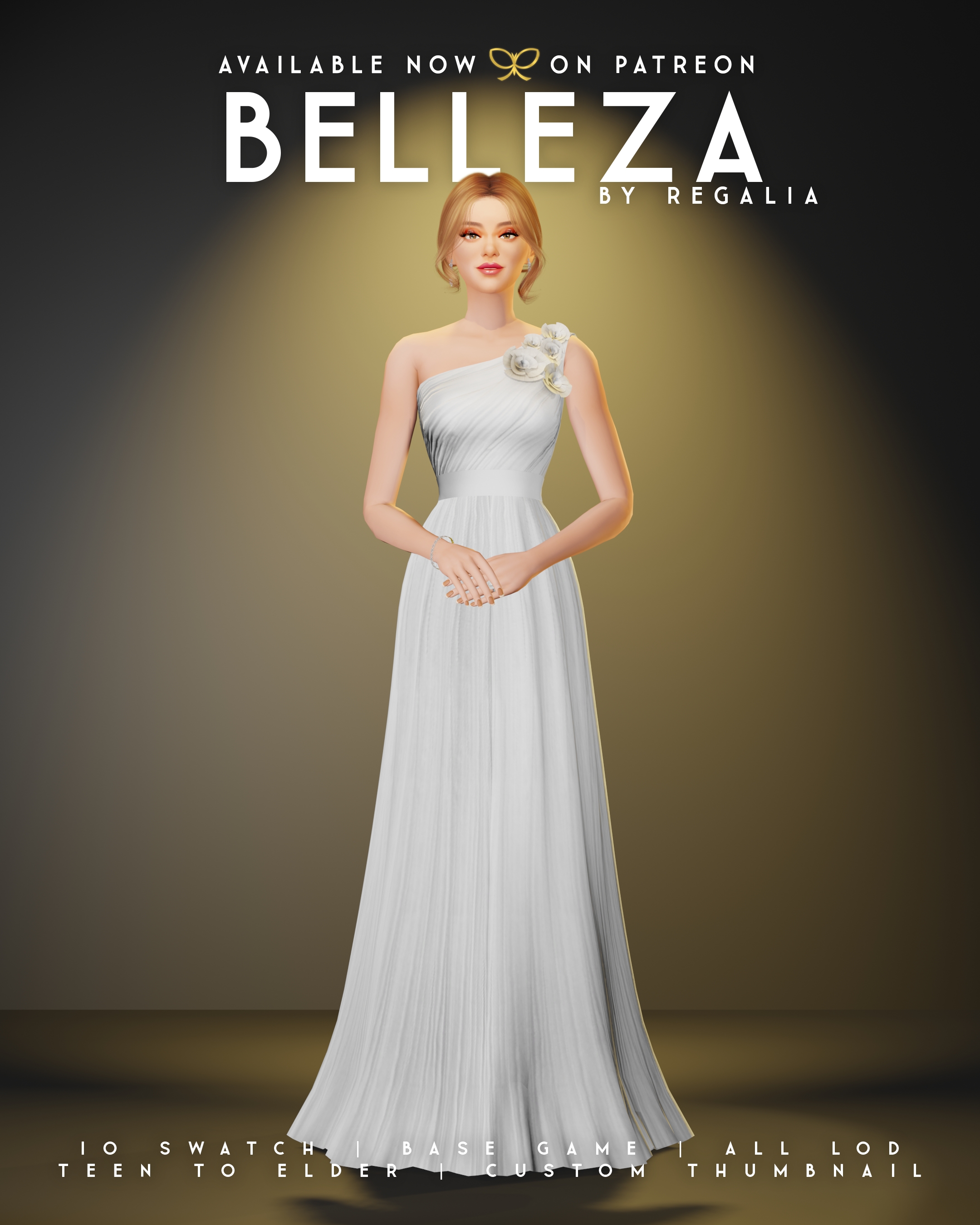 🤍Платье - Belleza Dress для Симс 4. Скачать мод
