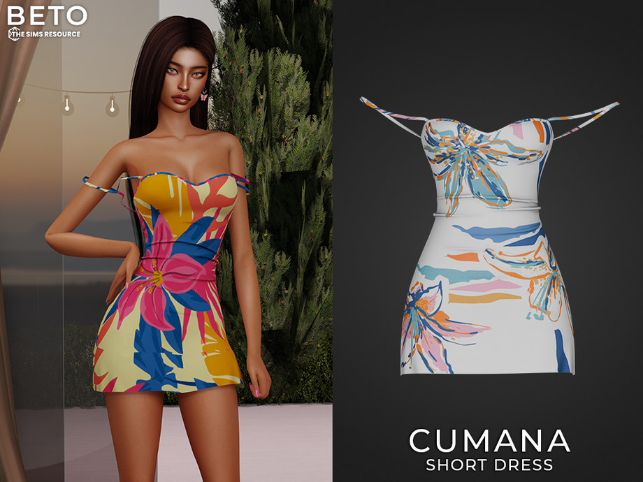 Платье - Cumana Short Dress для Симс 4. Скачать мод