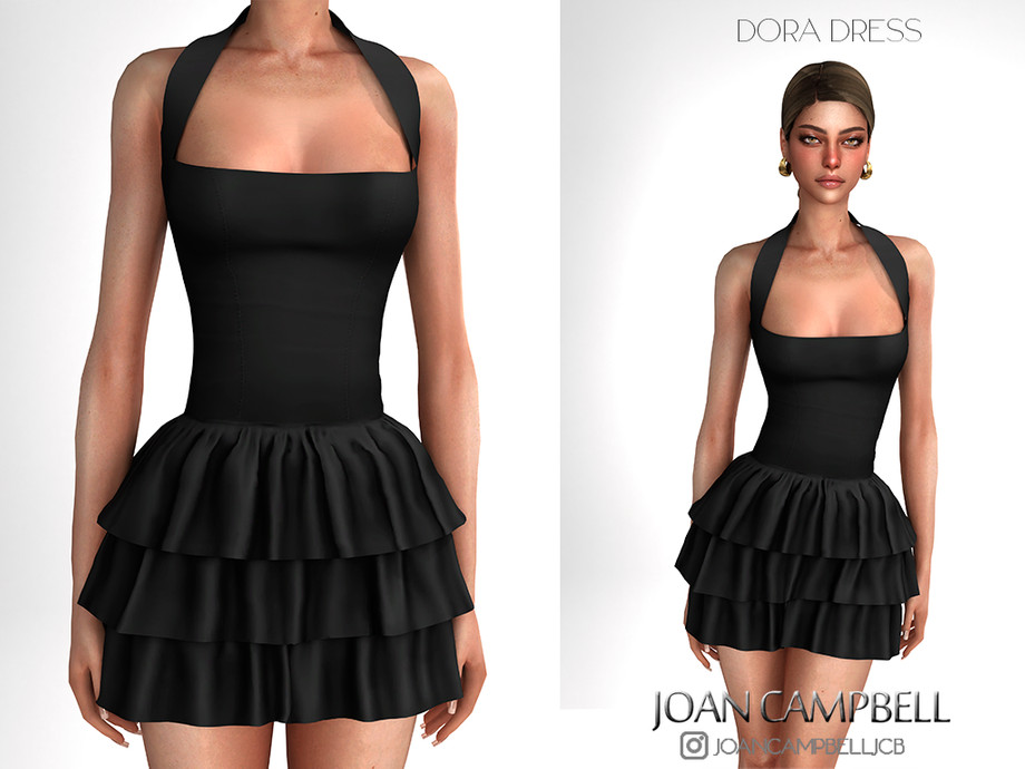 Платье - DORA DRESS для Симс 4. Скачать мод