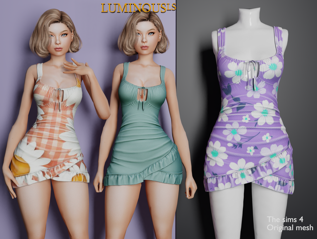 Платье - Moky Mini Dress для Симс 4. Скачать мод