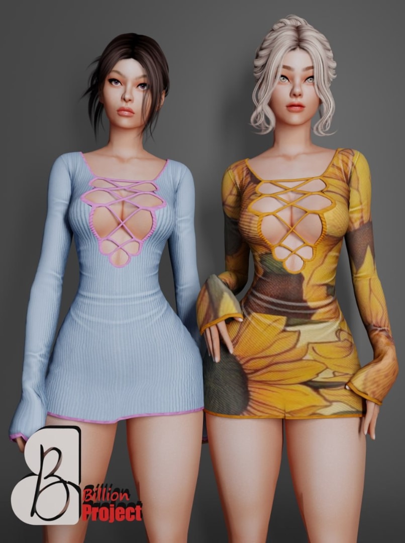 Платье - XRY Mini Dress для Симс 4. Скачать мод