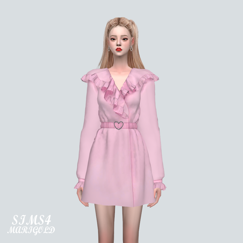 🩷Платье.Ruffle Mini Dress🩷 для Симс 4. Скачать мод