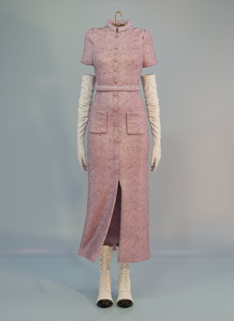 Polygon Couture - Chanel SS23 - Dress Coat для Симс 4. Скачать мод