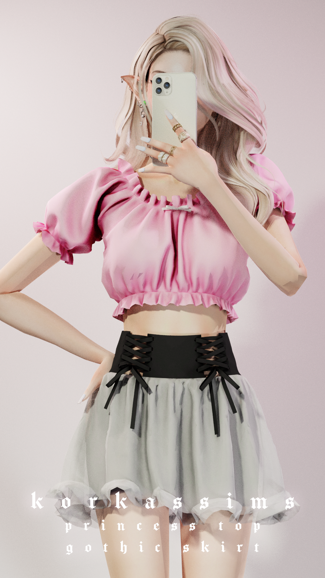 Princess Top/Gothic Skirt для Симс 4. Скачать мод