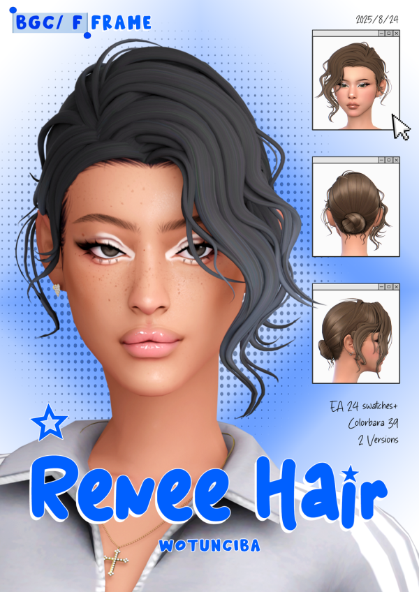 Renee Hair by wotunciba для Симс 4. Скачать мод