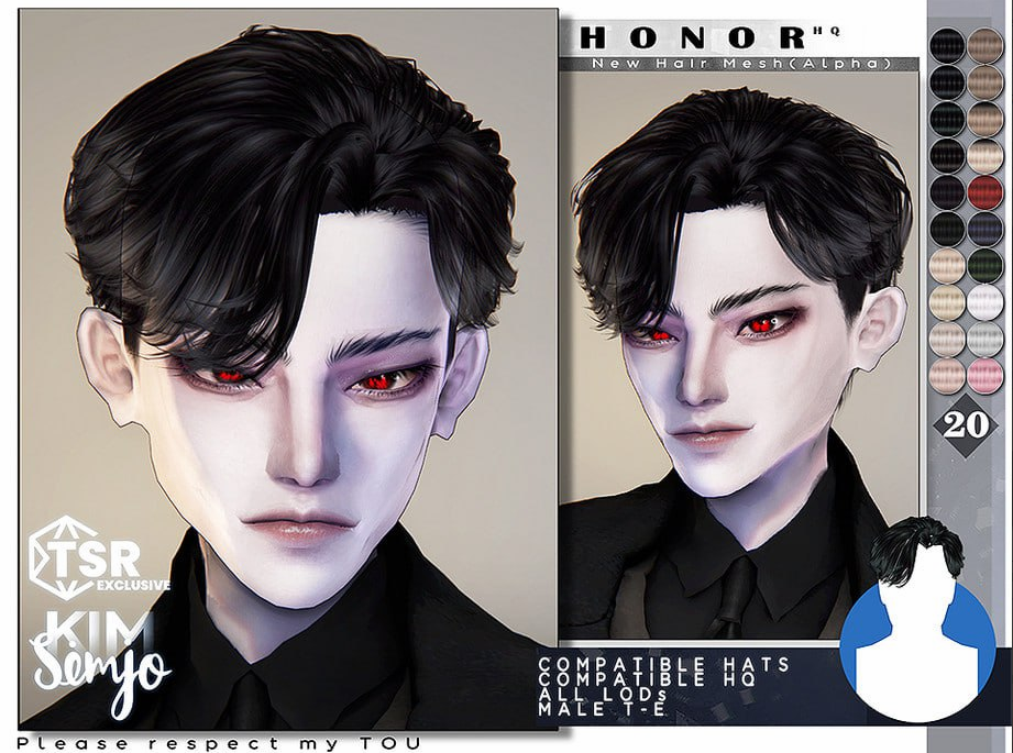Simjo Honor Hair для Симс 4. Скачать мод