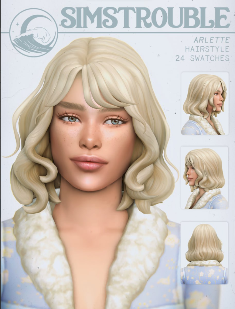 Simstrouble - Arlette Hairstyle для Симс 4. Скачать мод