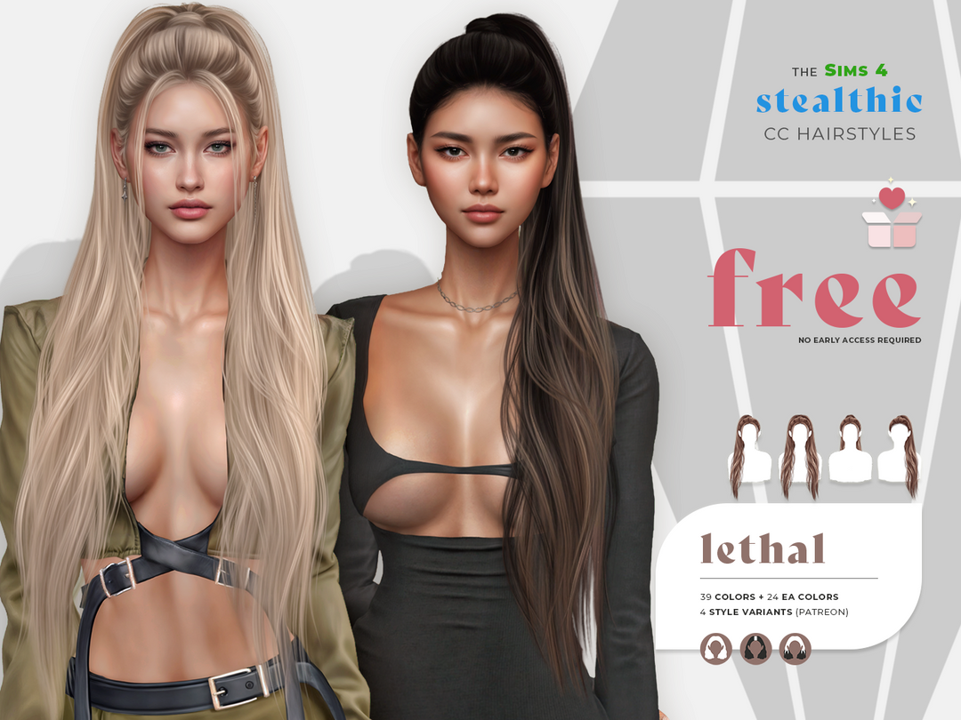 Stealthic - Lethal Hair для Симс 4. Скачать мод