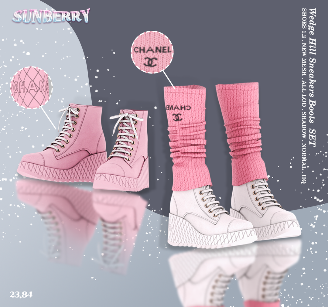 [SUNBERRY]Wedge Hill Sneakers Boots SET 23.84 для Симс 4. Скачать мод