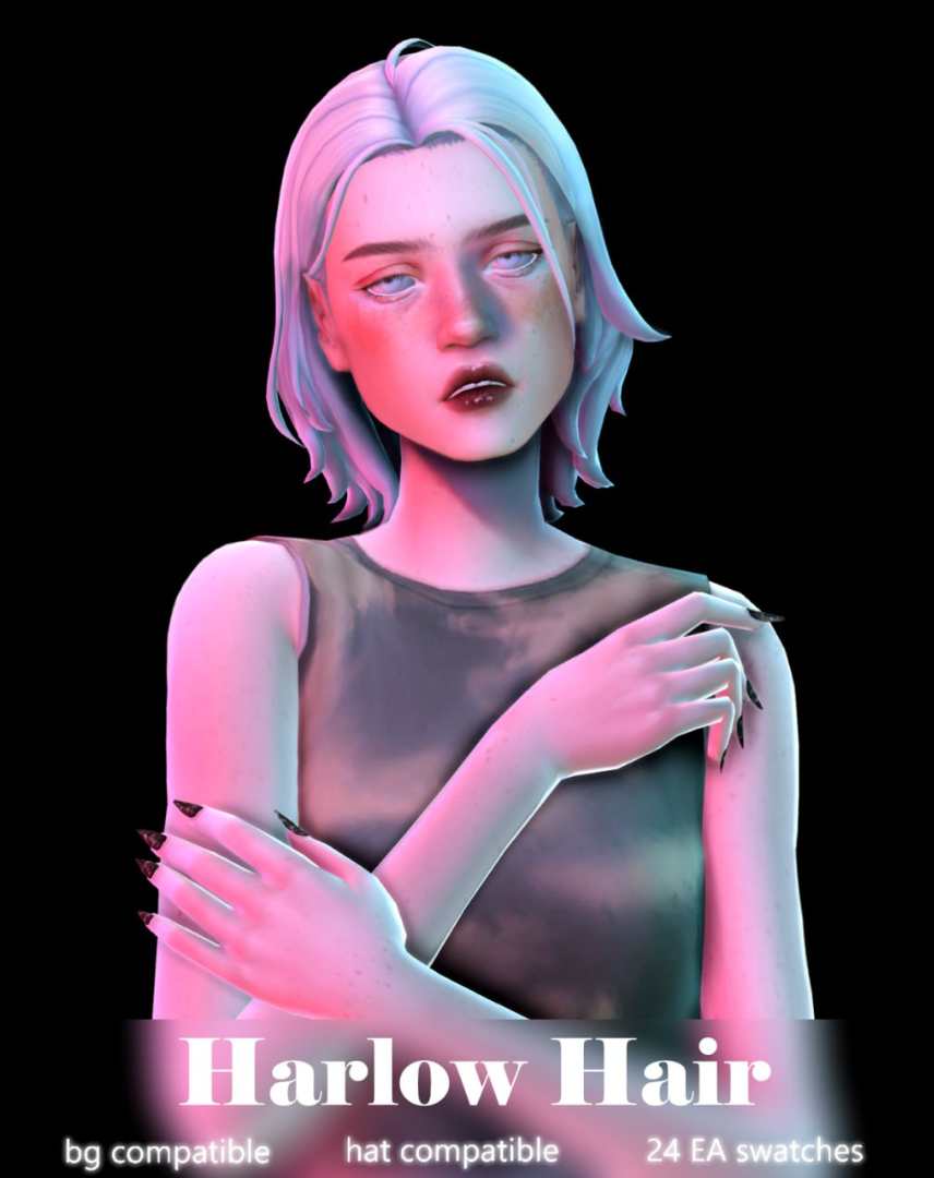 Sunivaa - Harlow Hair для Симс 4. Скачать мод