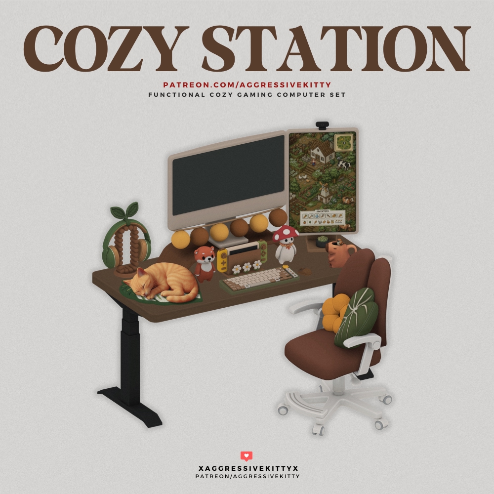 🤎Уютное рабочее место - Cozy Station Collection для Симс 4. Скачать мод