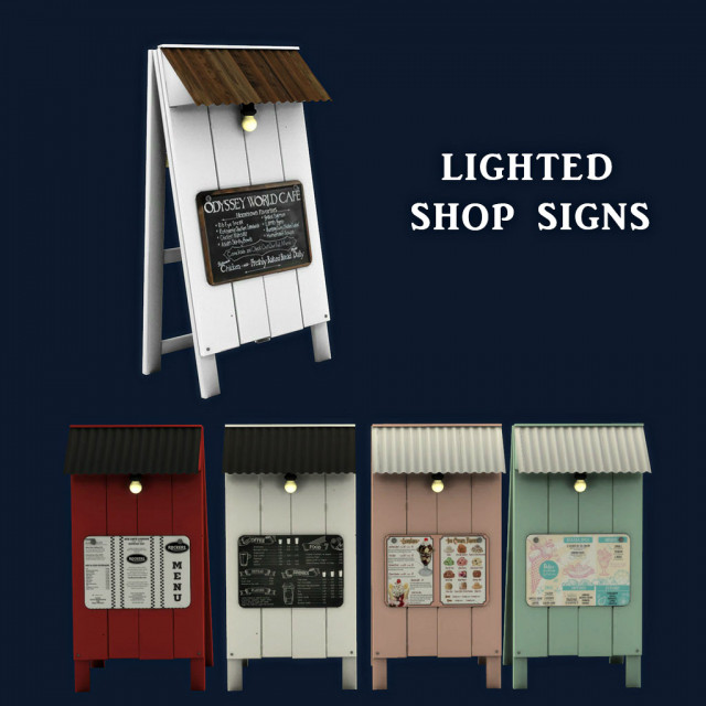 Уличная вывеска со светом Lighted Shop Signs💡 для Симс 4. Скачать мод