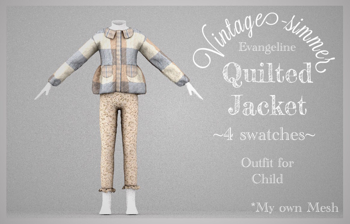 Vintage-simmer Evangeline cf Quilted Jacket для Симс 4. Скачать мод